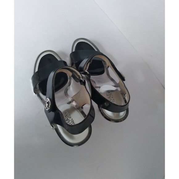Michael Kors Black Patent Leather Heels Lucite Platform Sandals - Picture 3 of 9